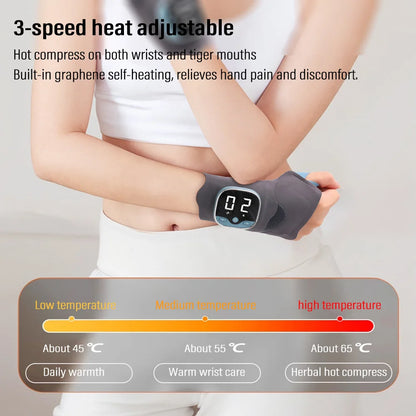 Wrist Massager Heating Wrist Protector 5 Levels Hot Compress Vibration Massage Electric Carpal Tunnel Breathable Hand Relax